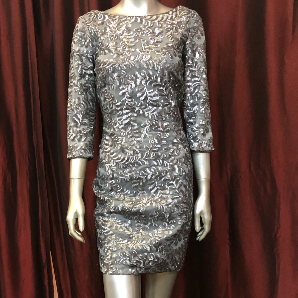 3/4 sleeve sequined cocktail dress